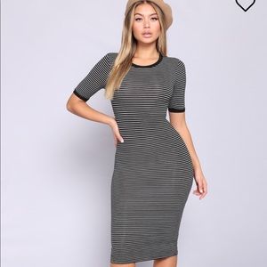 Black with white stripe dress Fashion Nova